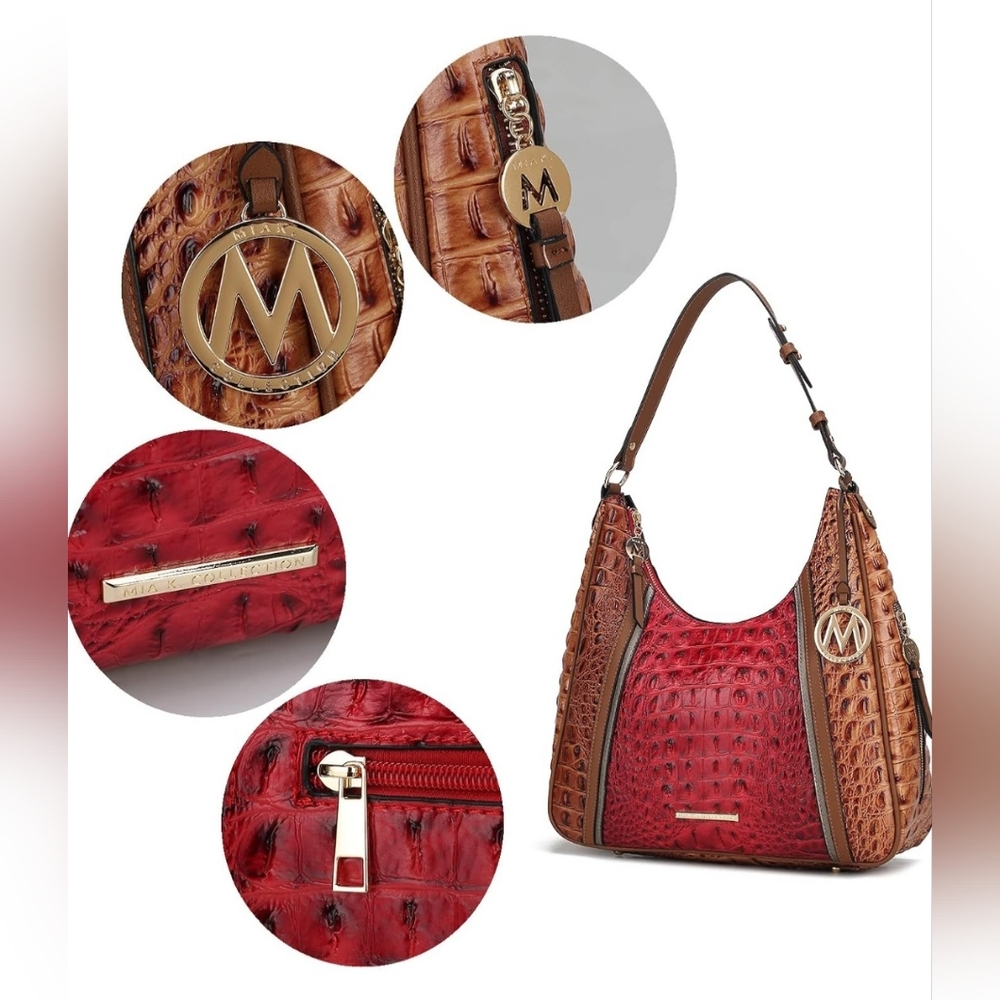 MKF Collection Cognac Red Becket Hobo Purse Bag NWT
